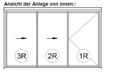 3-teiliges Schiebe-Dreh-System für Balkonverglasung