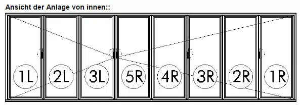 Faltwand 8-teilig Holz-Aluminium mit 3-fach Verglasung