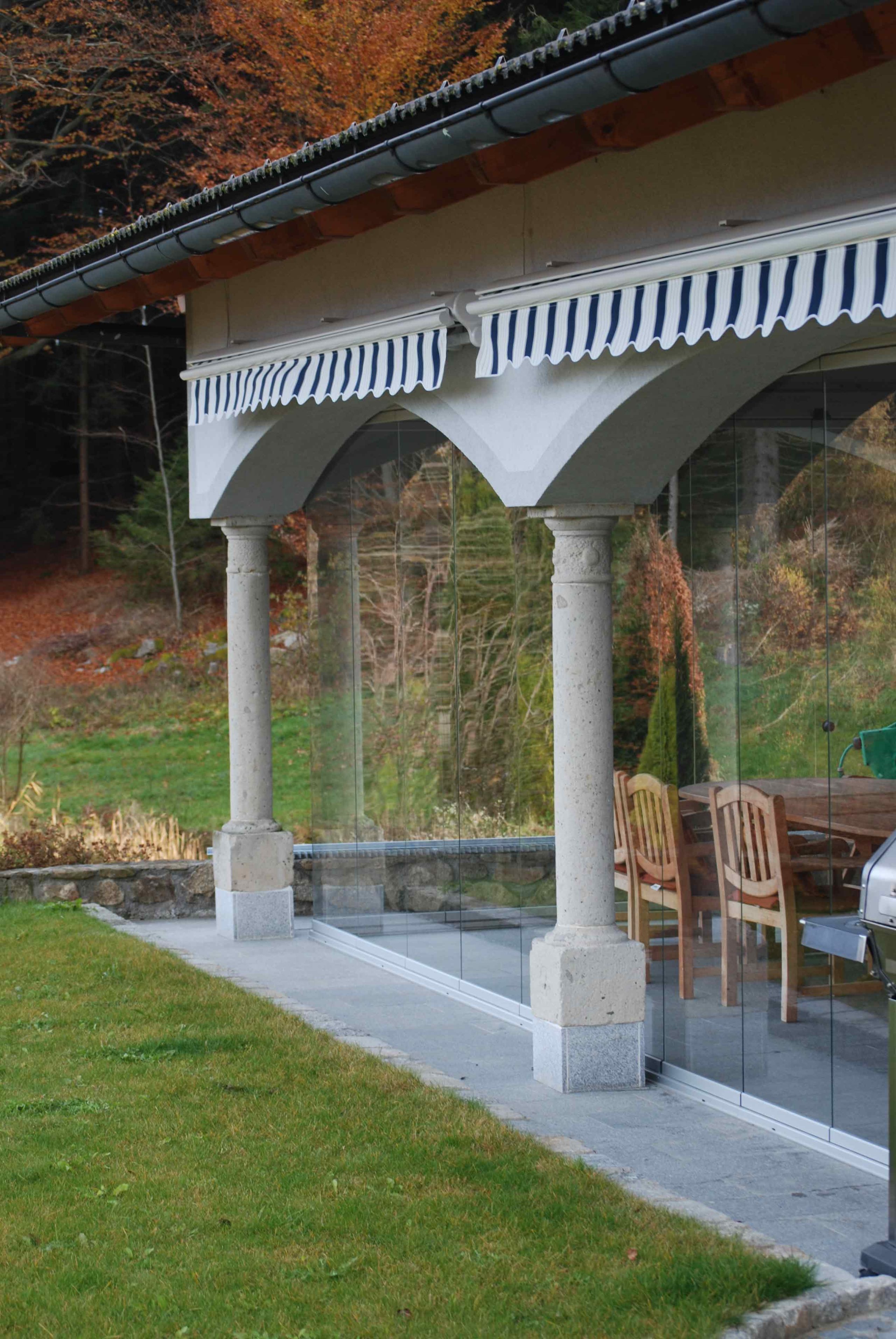Glasschiebewand System für Terrasse