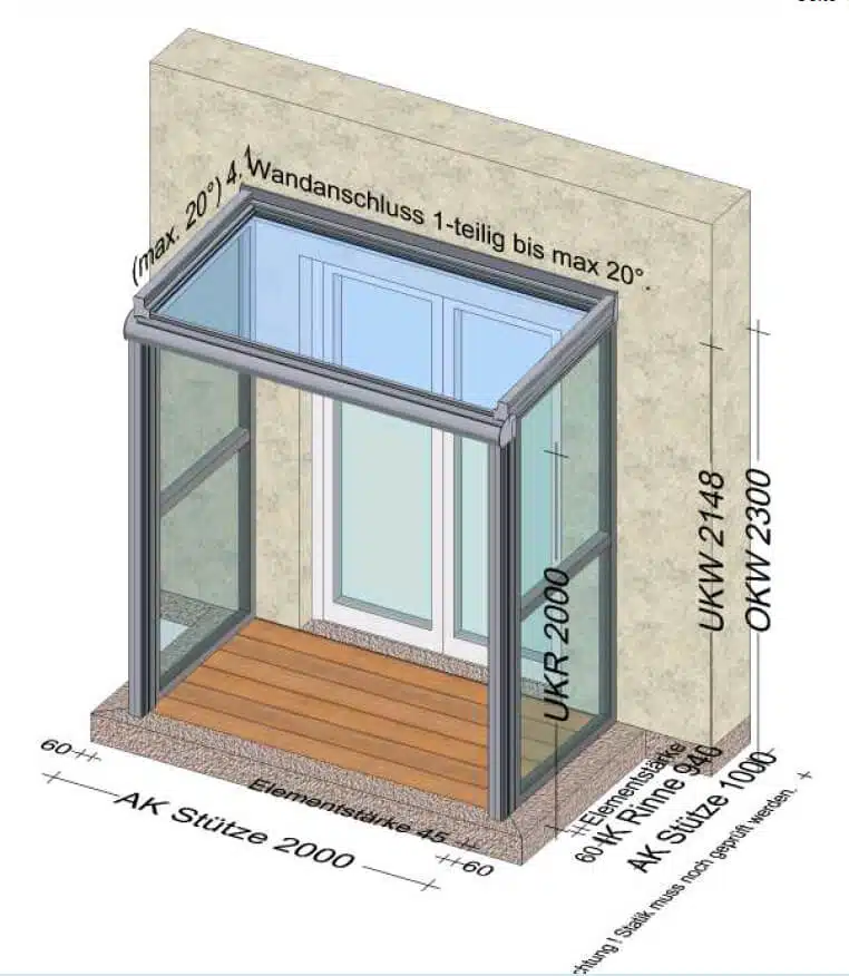 Glasüberdachung Eingangstüre
