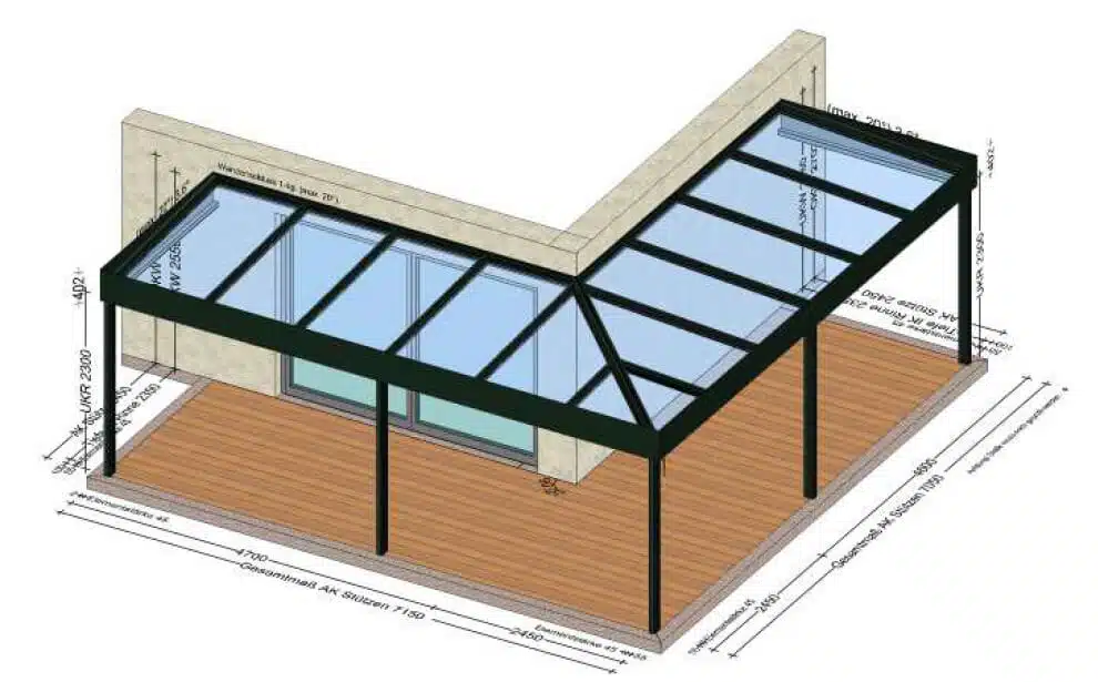 Glasüberdachungen mit Ecklösung nach Maß