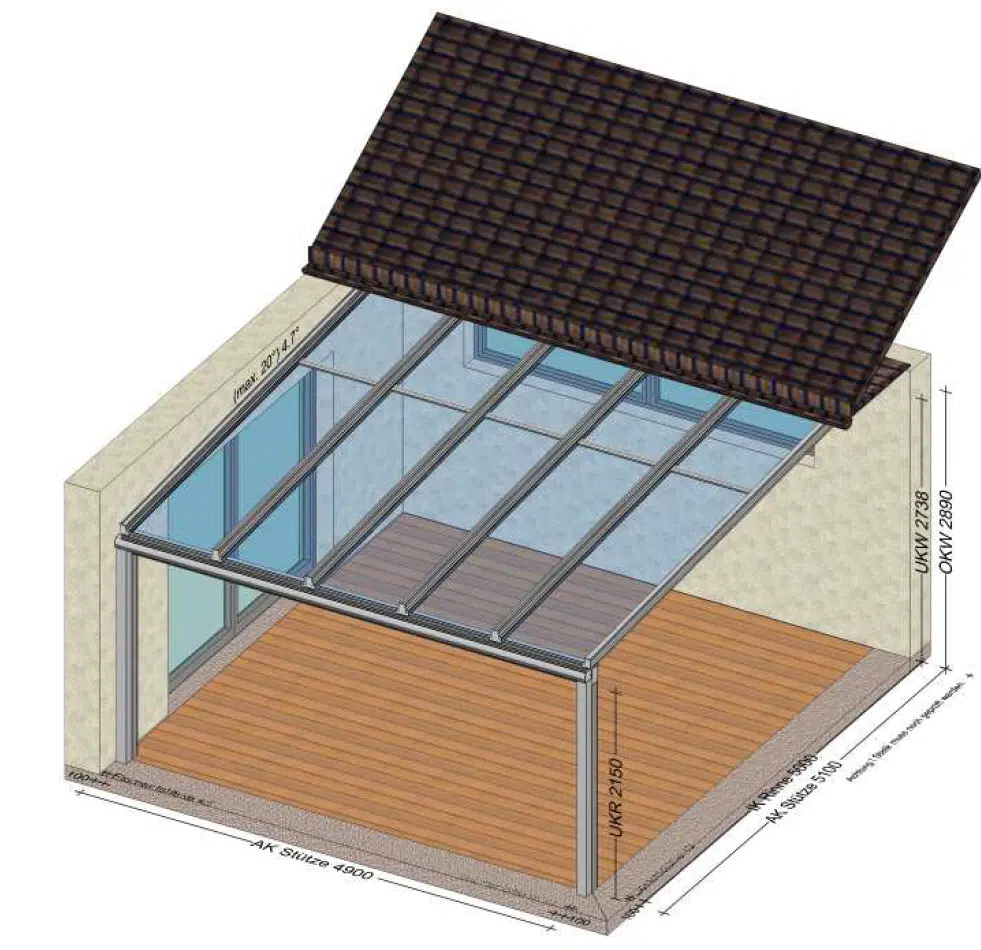 Große Terrassenüberdachung individuell gelöst - Planung