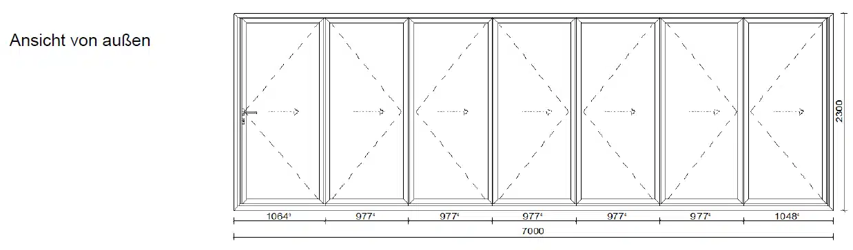 Großes Faltelement mit 7 Metern - Planung