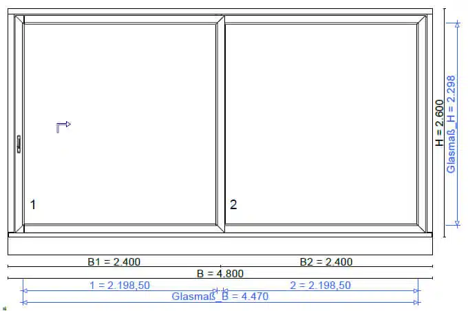 Hebeschiebetür Holz Aluminium 4,8 x 2,6 Meter