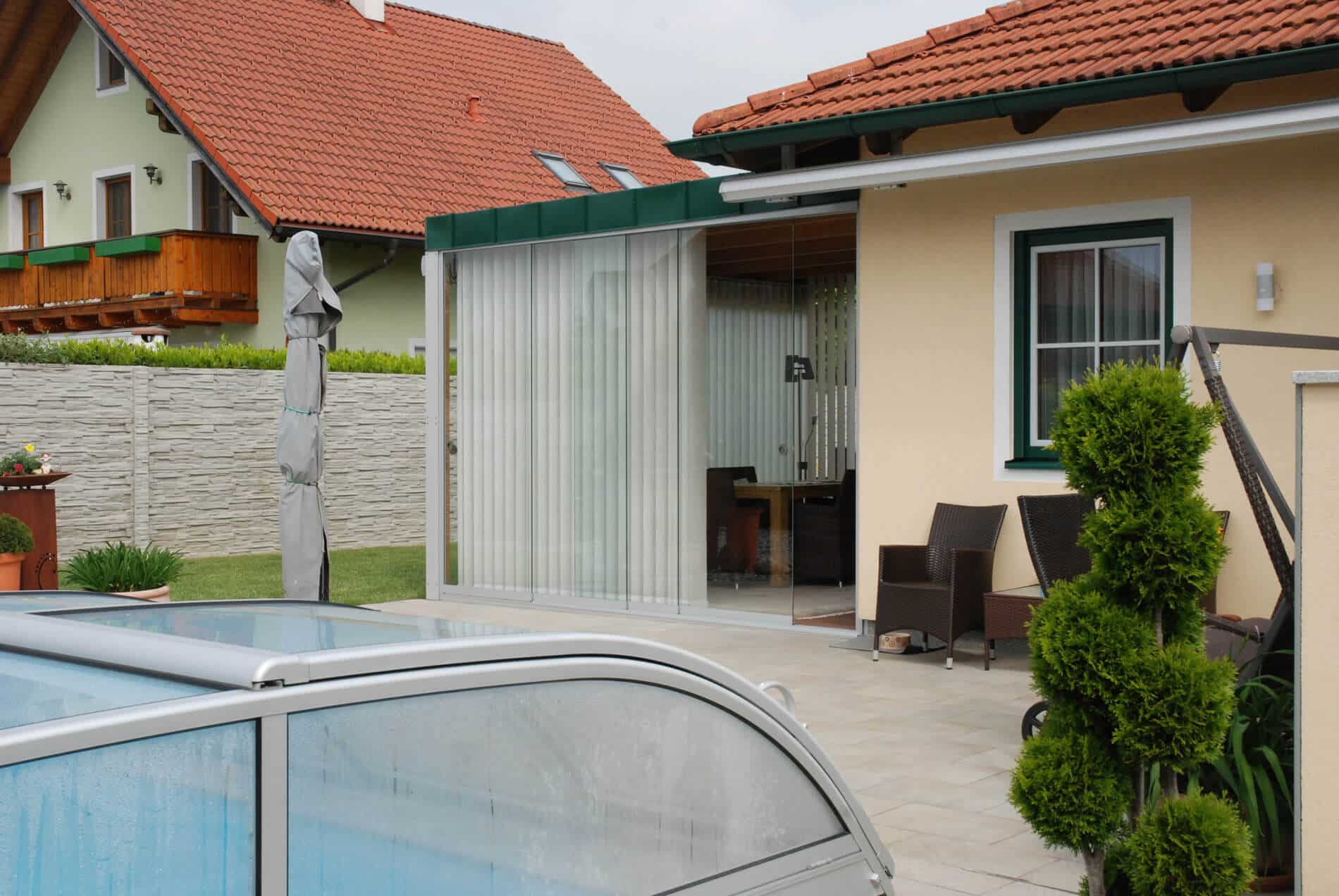 Holz-Aluminium Anbauwintergarten - Schiebesysteme Sunflex