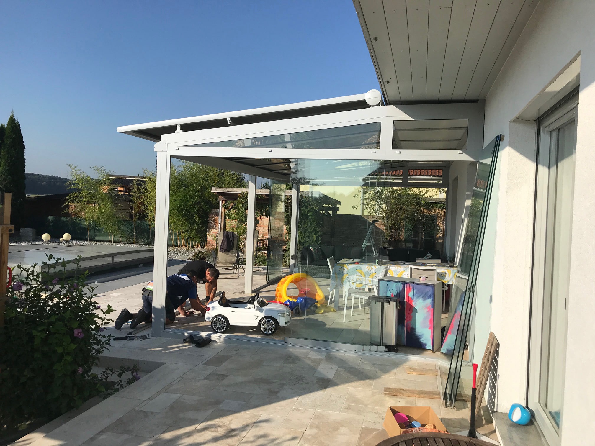 Kaltwintergarten Sommergarten mit Dachbeschattung Markilux
