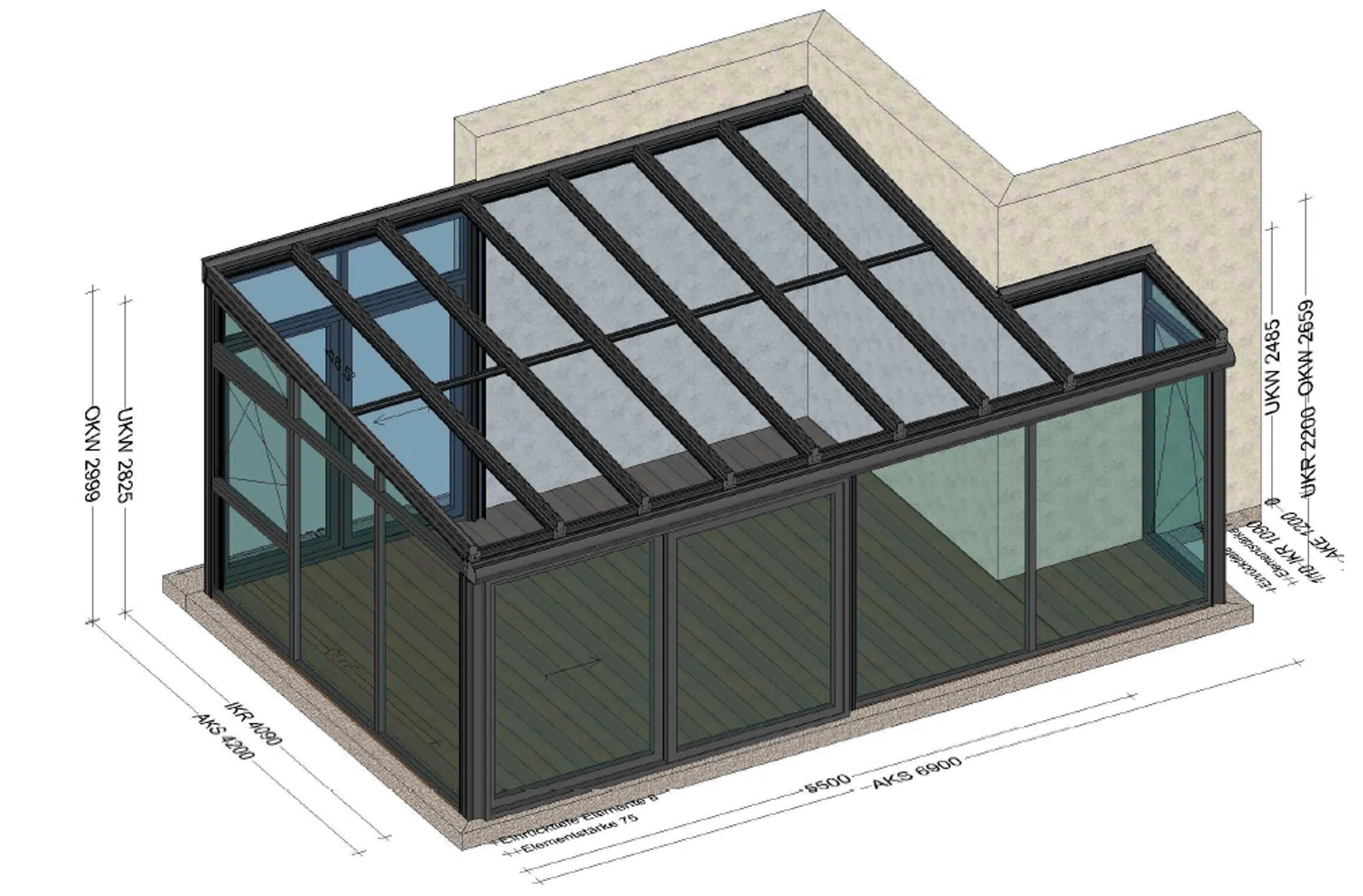 Moderner Wintergarten mit Hebeschiebetür Aluminium