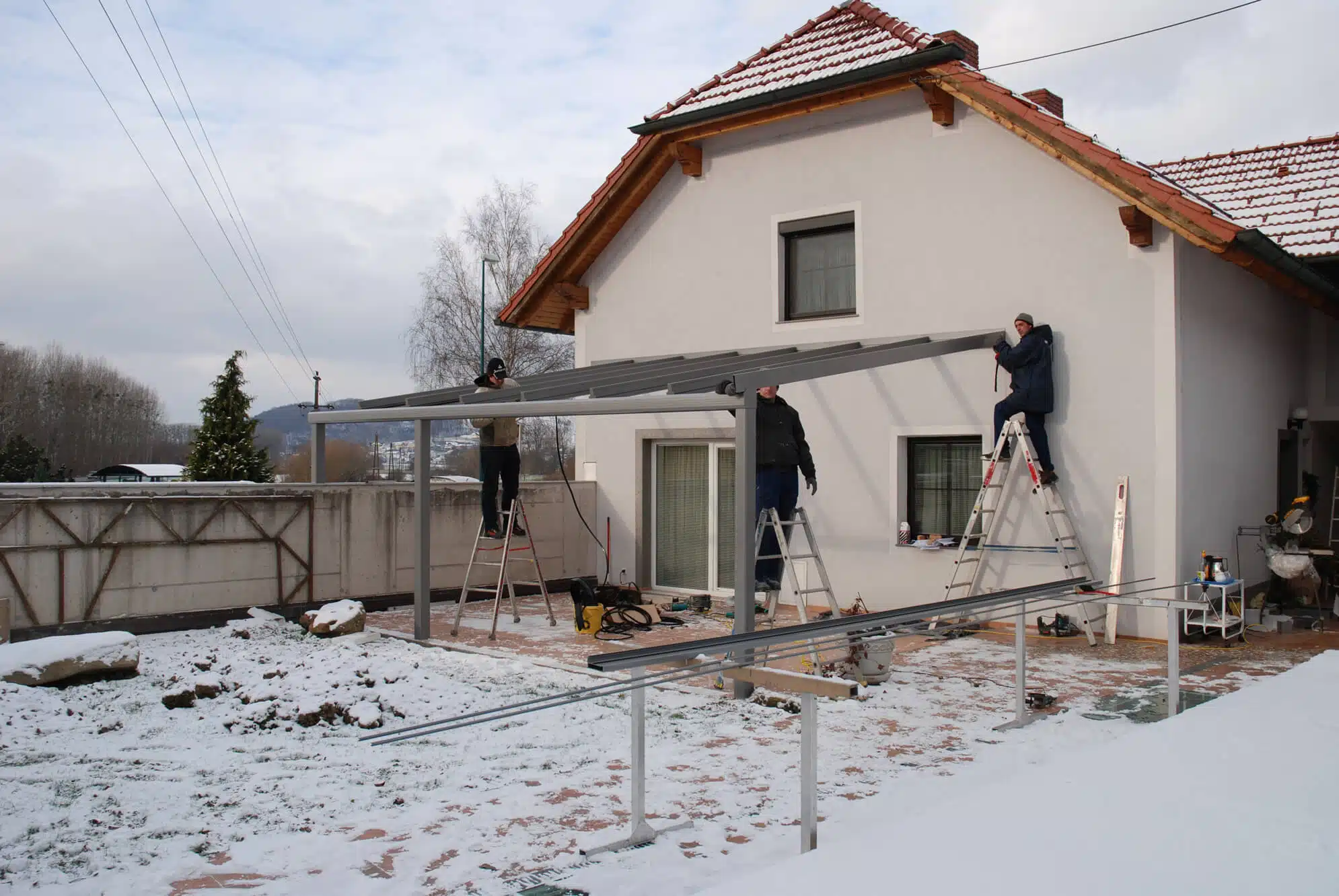 Montage Glasüberdachung Aluminium