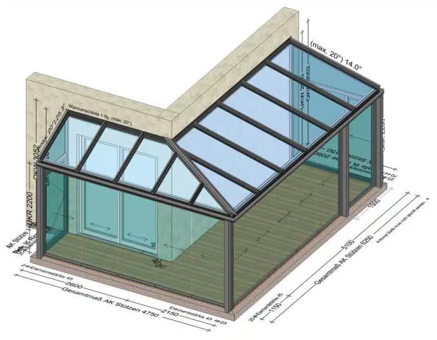 Sommergarten Sonderlösung mit Eckausbildung