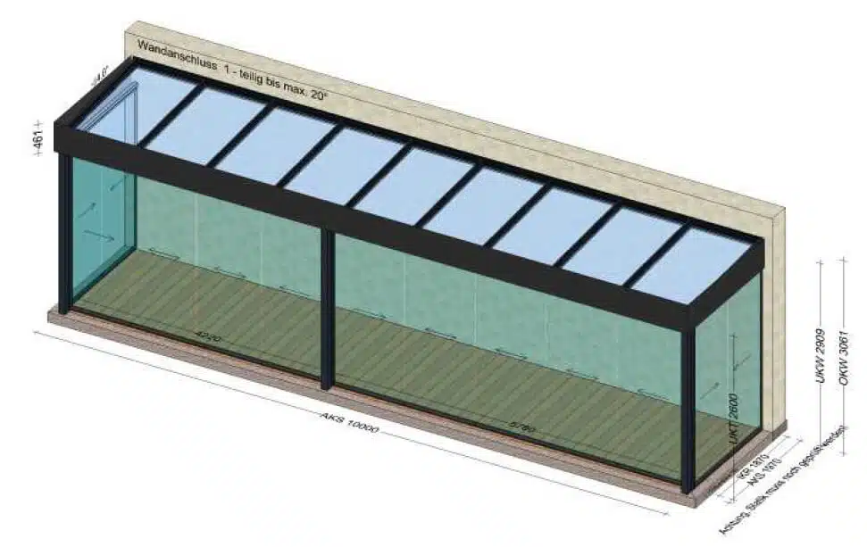 Sommergarten 10 x 3 Meter - Flachdach - Preis