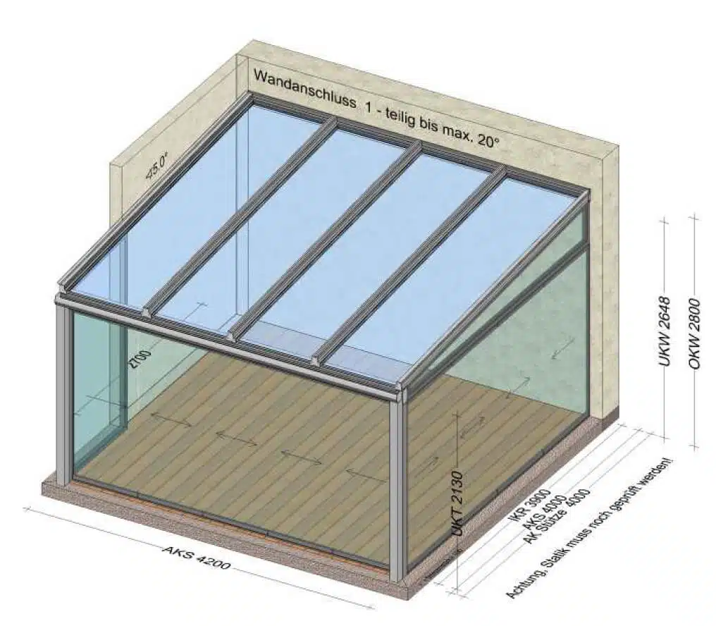 Sommergarten mit Glas-Schiebewände 5 teilig und 4 teilig
