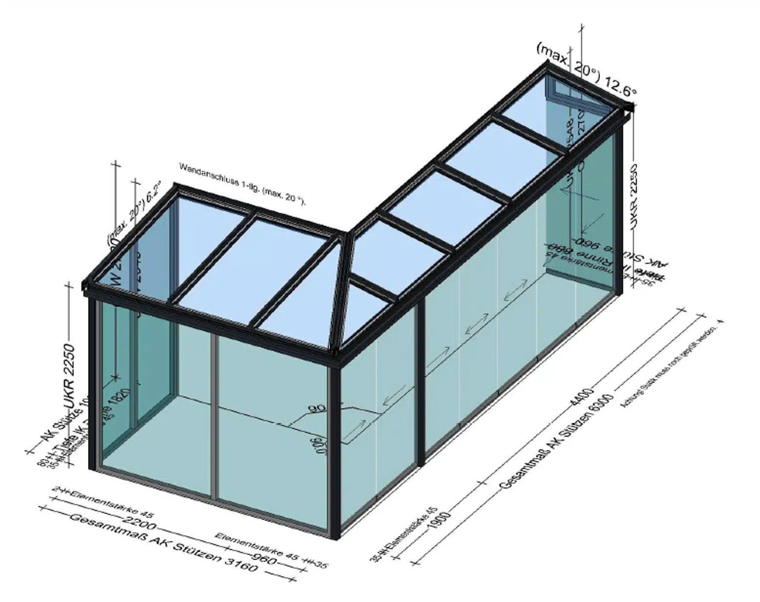 Sommergarten mit Glasschiebetüren mit integrierte Mitnehmer-Funktion