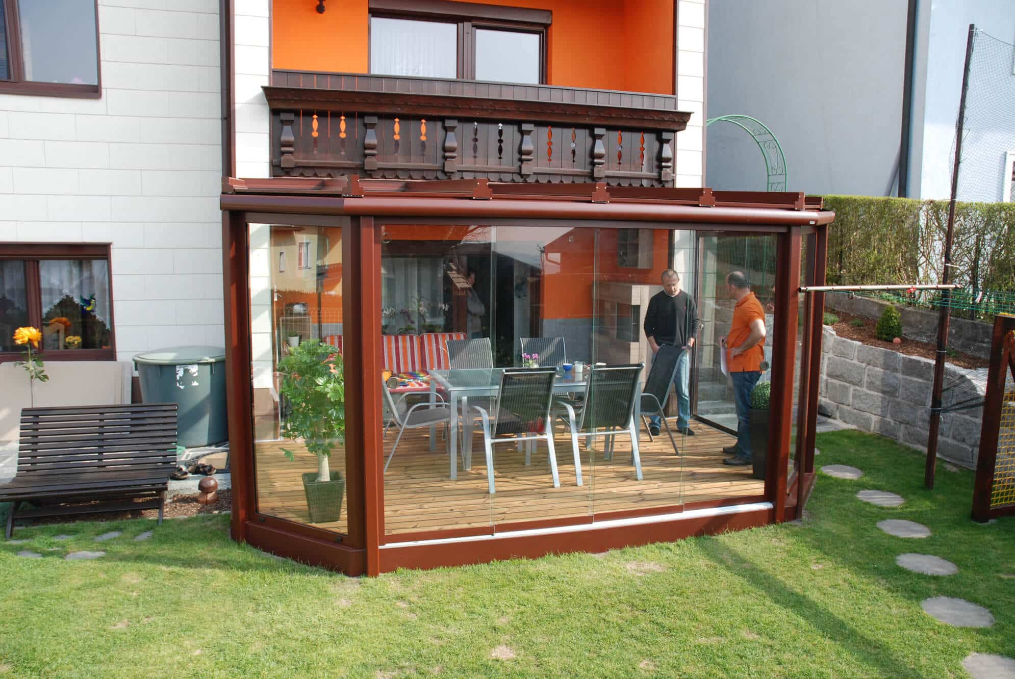 Sommergarten Pultdach unterhalb Balkon