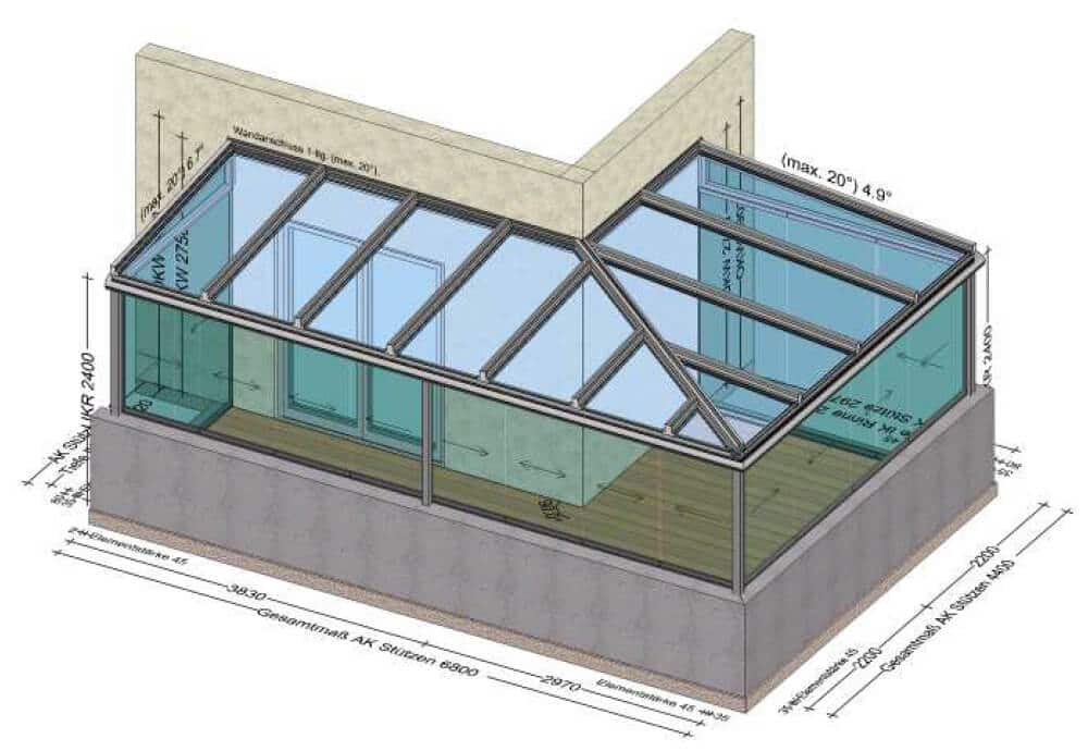 Sommergarten Verbau für Dachgeschosswohnung - Planungsentwurf