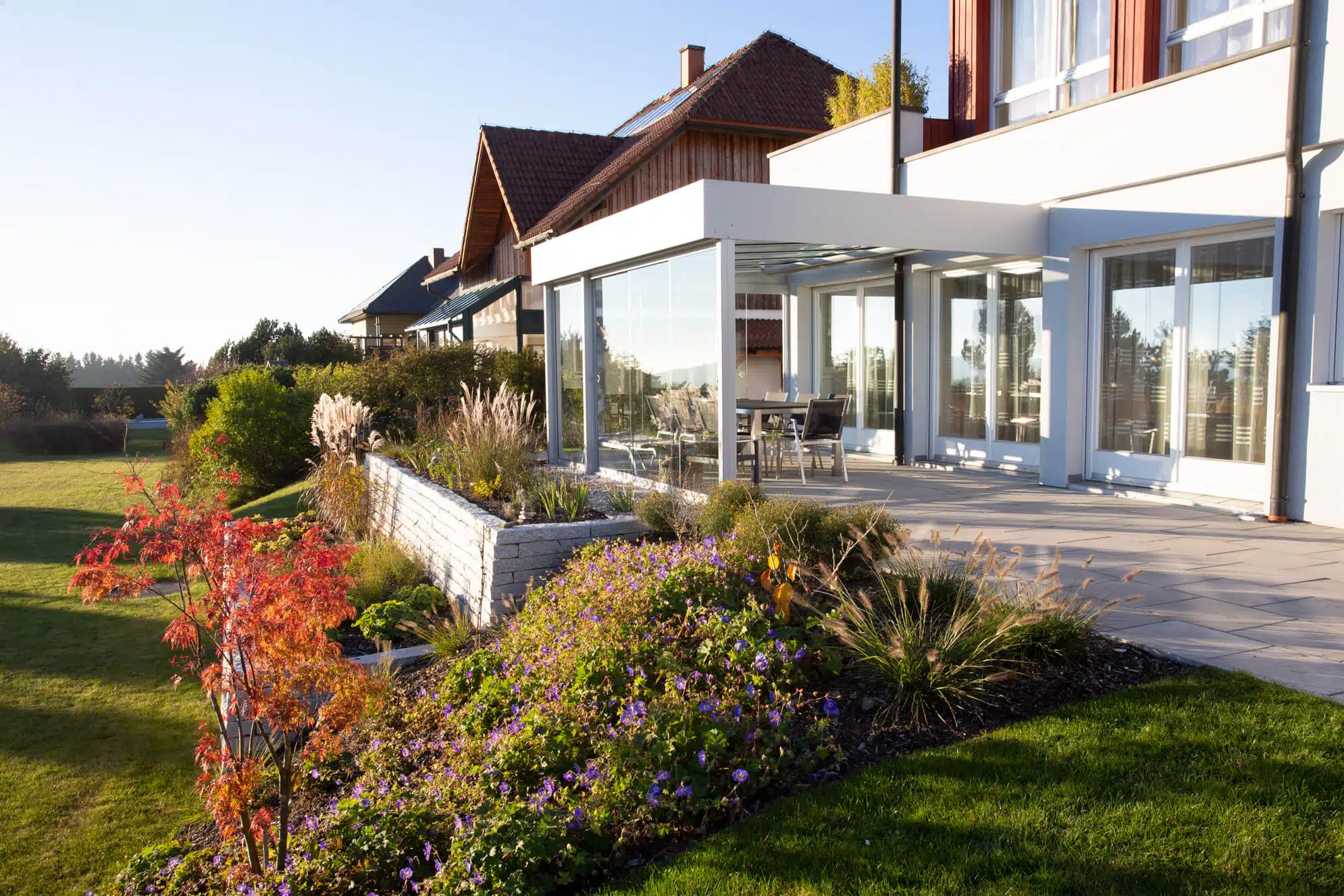 Terrasse mit Schiebetüren verglasen