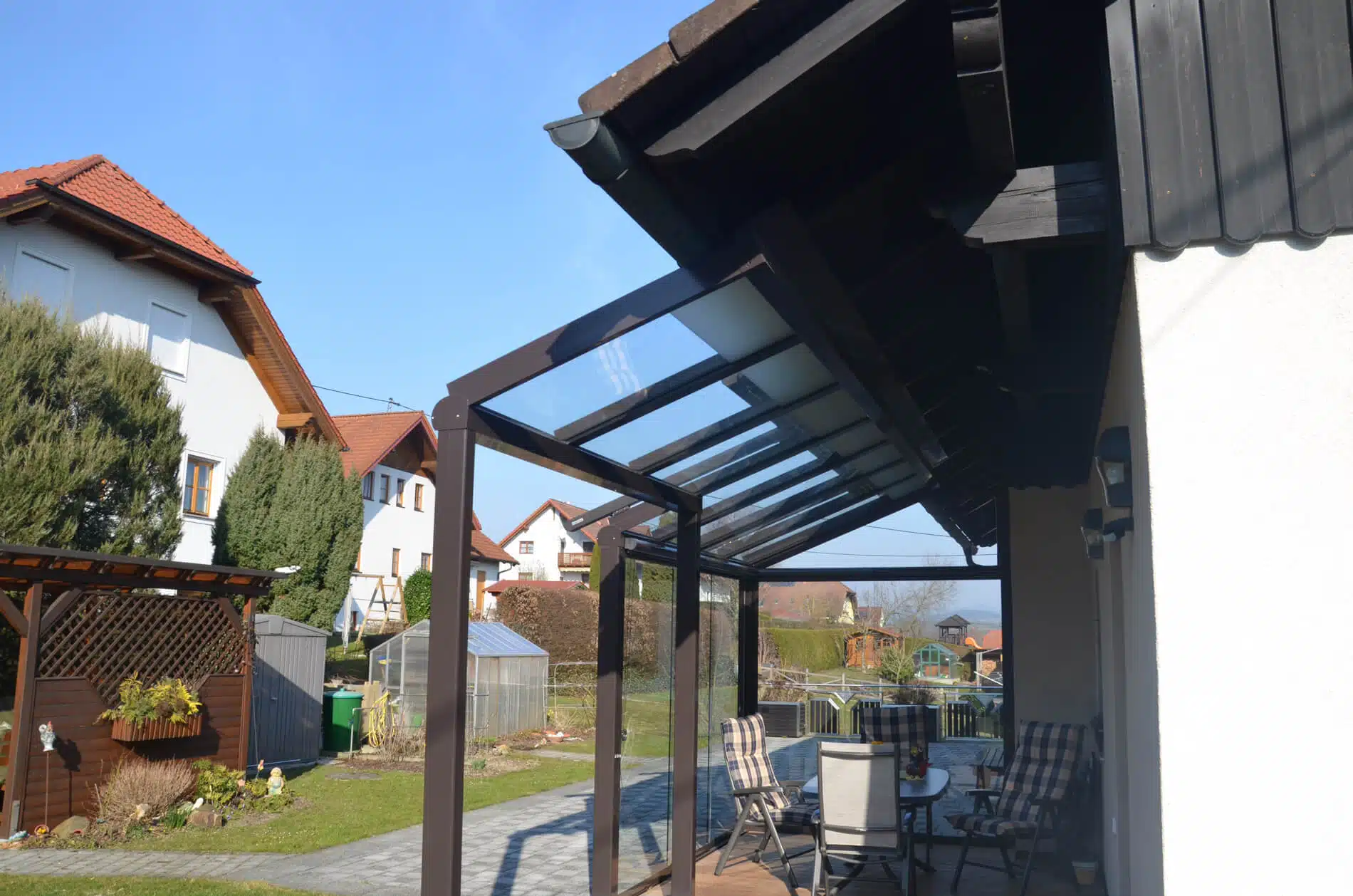 Terrassendach mit Schiebetür