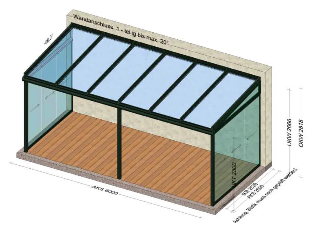 Terrassendächer Glas mit seitlichen Schiebetüren