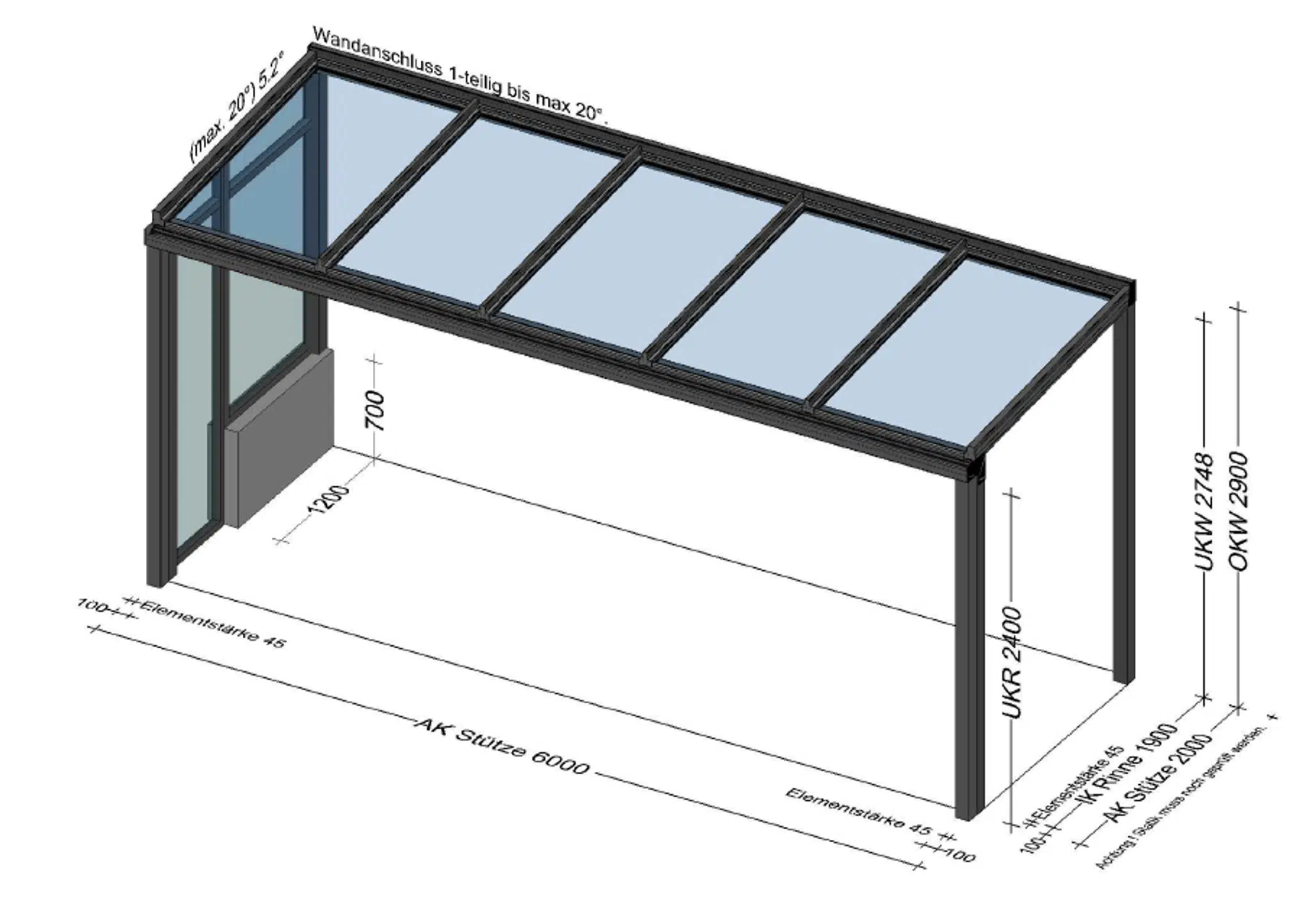 Terrassenüberdachung Seitenwand Glas - Planung BV Altenfelden