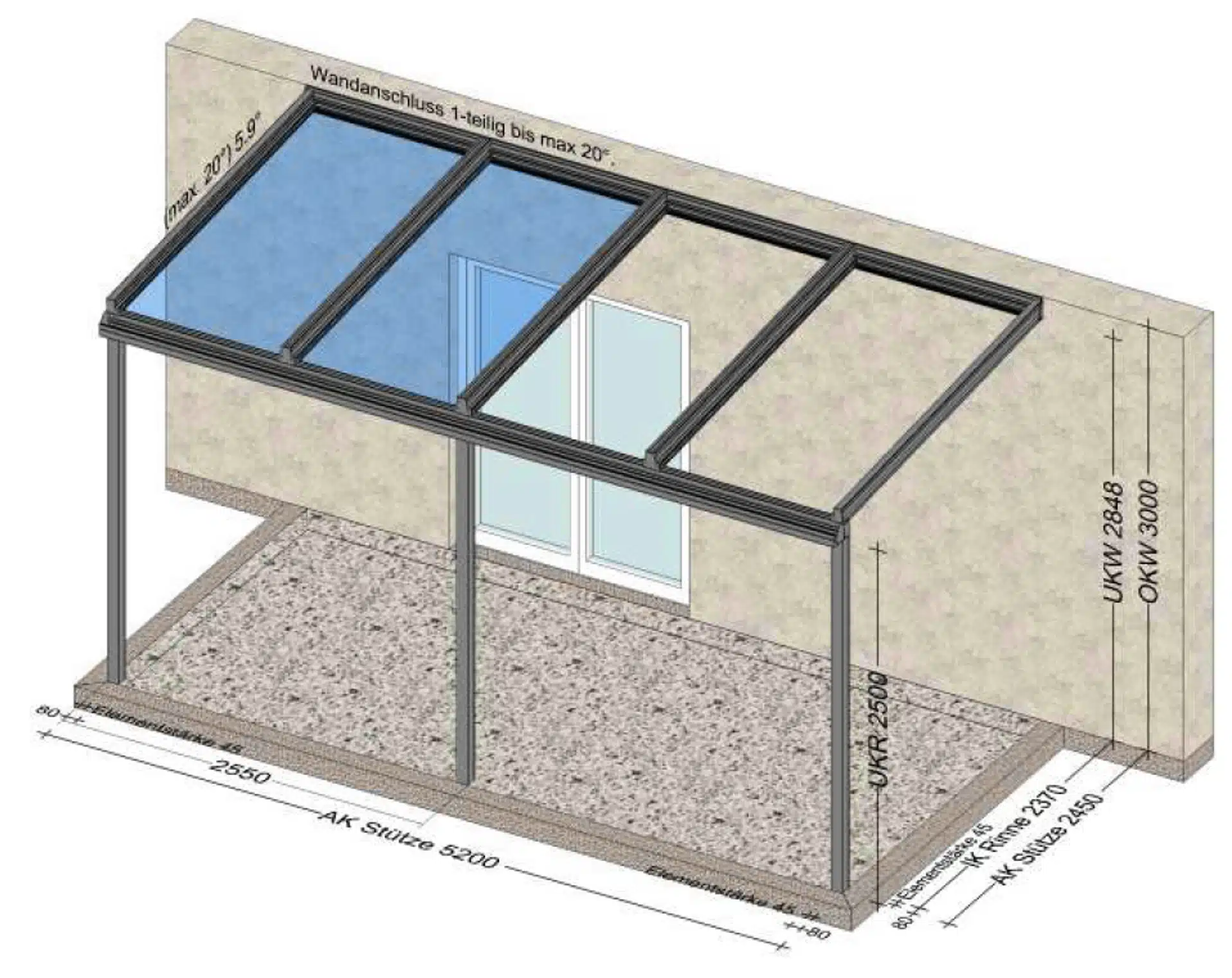 Terrassenüberdachung 5 x 2,5