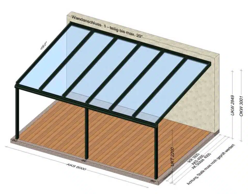 Terrassenüberdachung 6 x 4 in grau