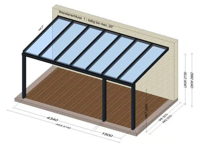 Terrassenüberdachung 6,2 x 3,3 Meter