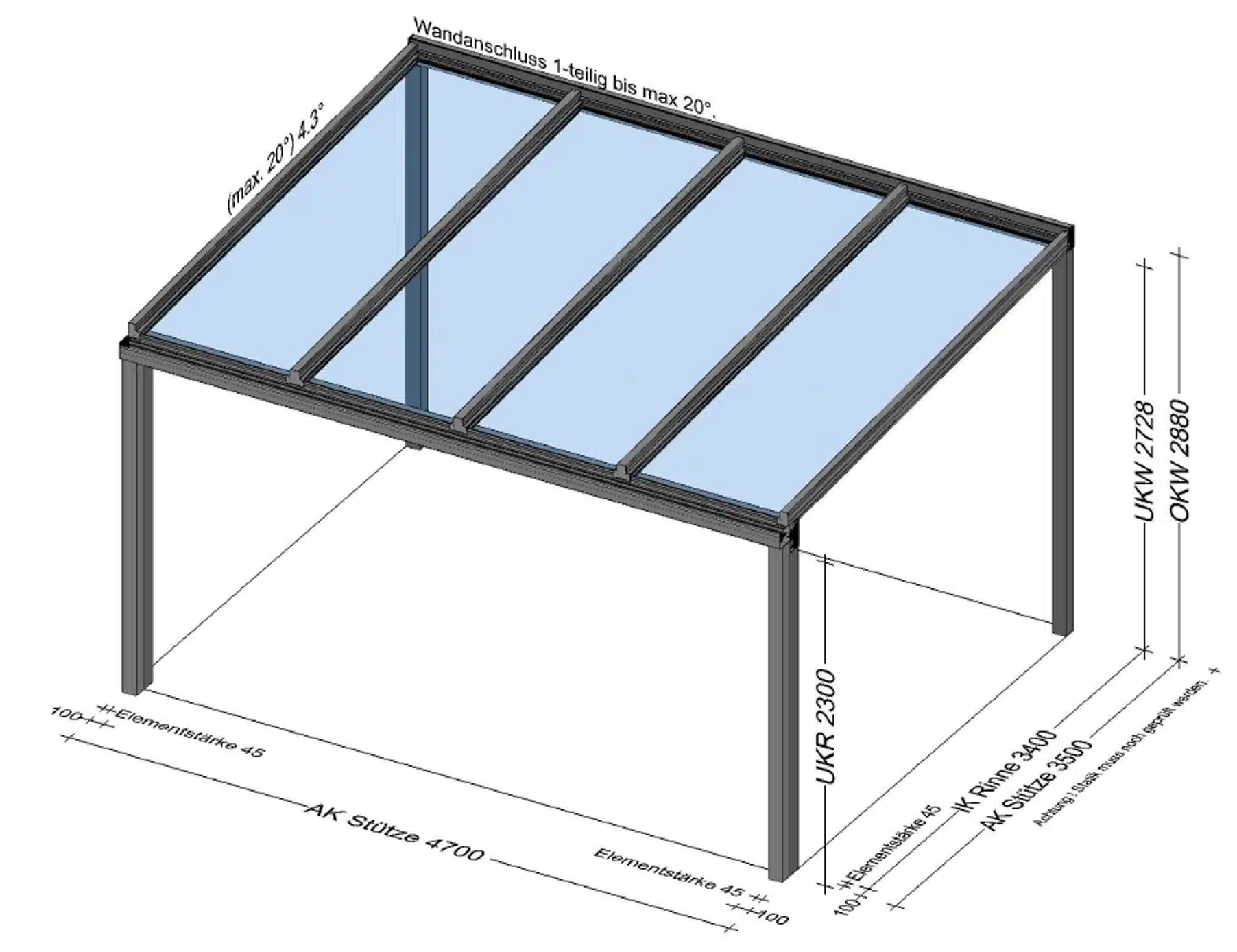 Terrassenüberdachung Alu 5x4 in 4181 Oberneukirchen