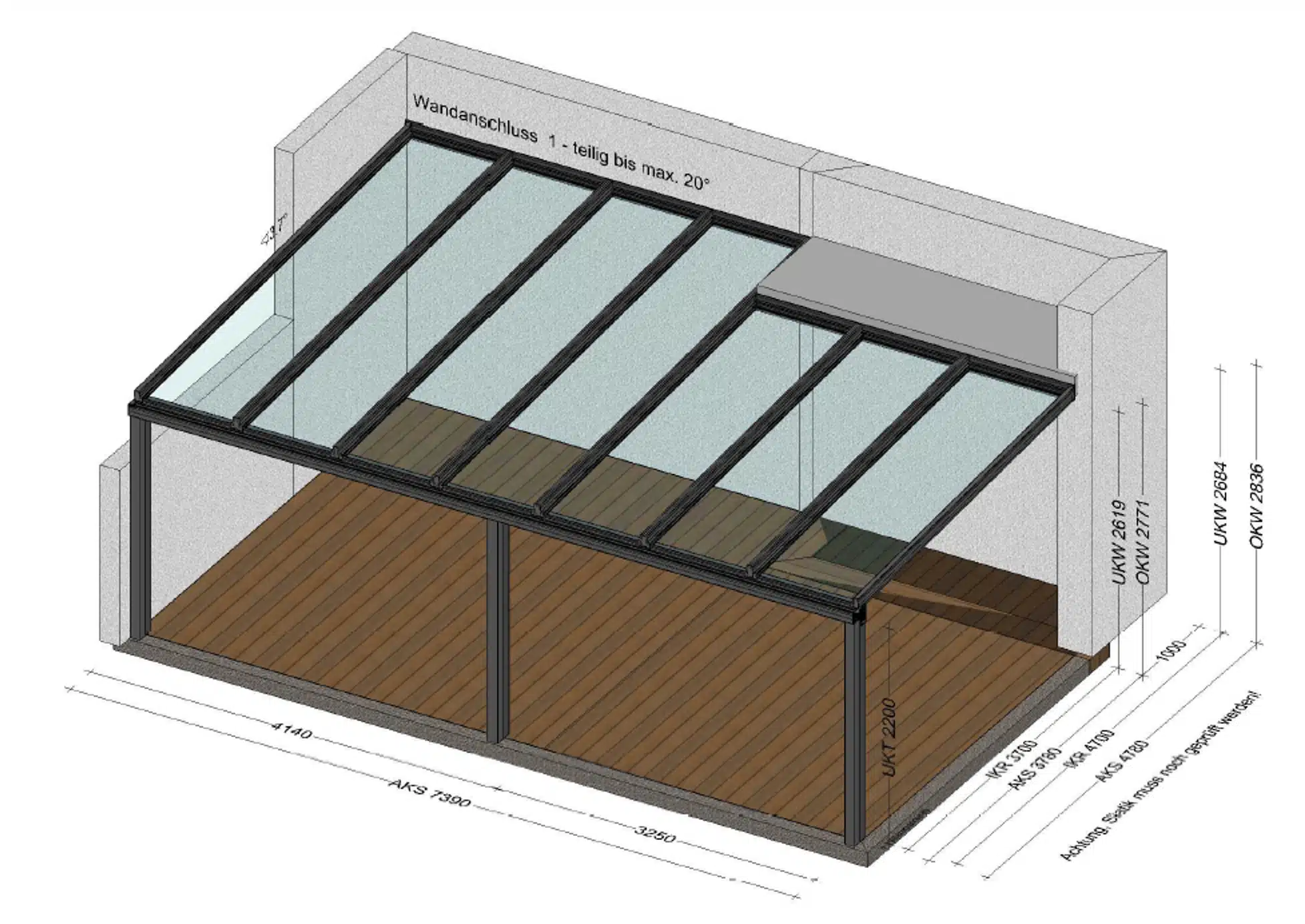 Terrassenüberdachung Alu 7 x 5 Meter