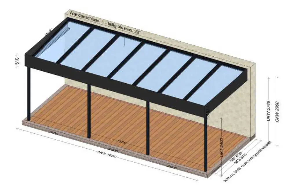 Terrassenüberdachung Flachdach Alu Glas