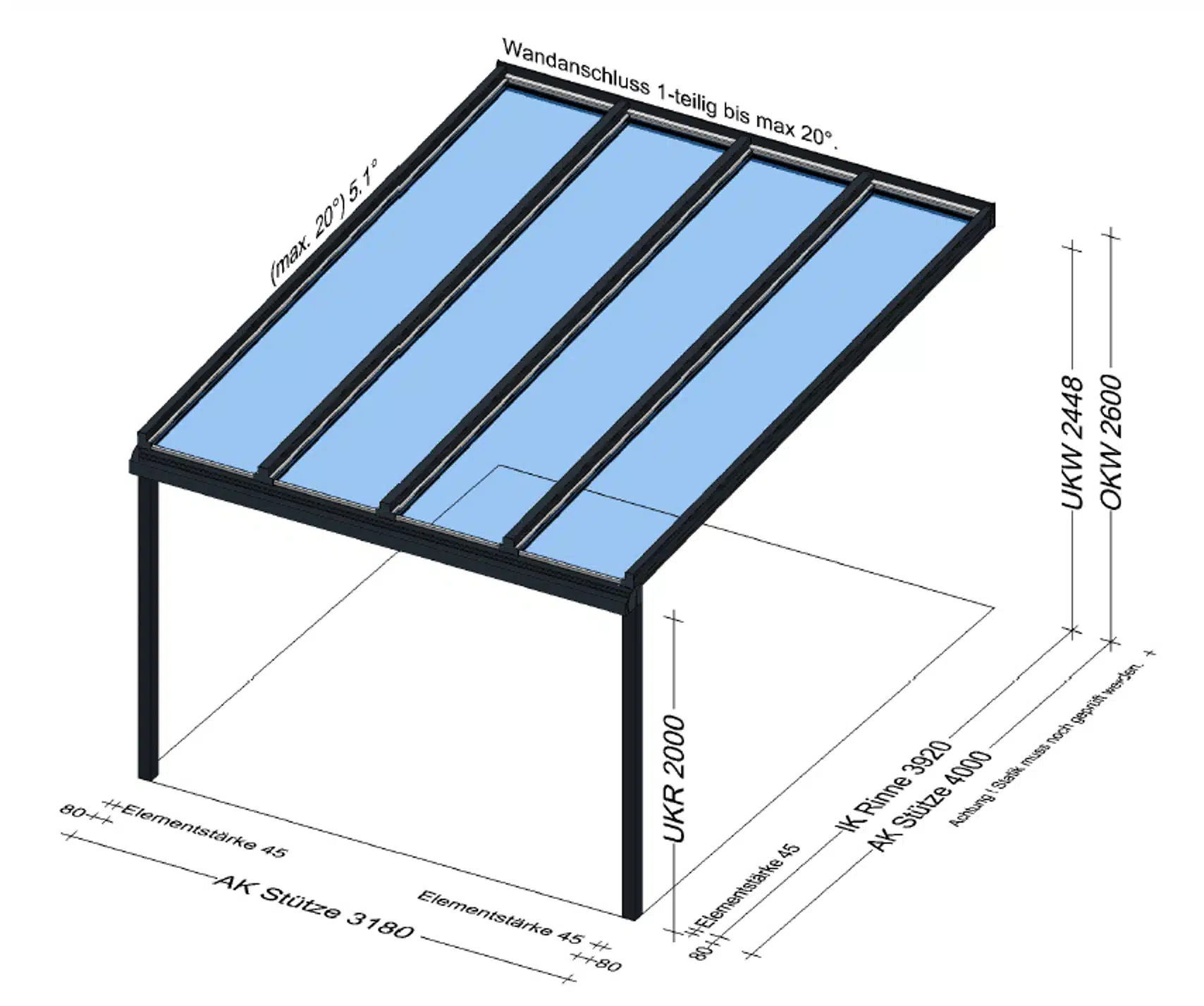 Terrassenüberdachung Ideen 3 x 4 Meter