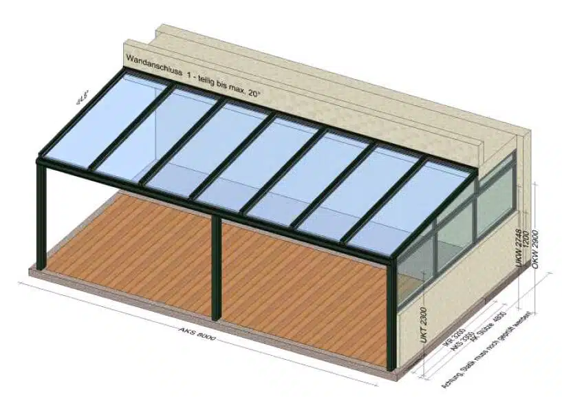 Terrassenüberdachung mit Glas 8 x 3 in Oberösterreich