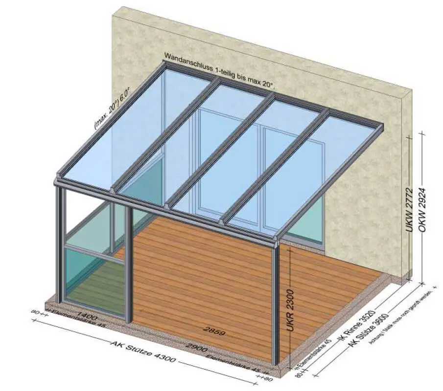 Terrassenüberdachung mit Glasgeländer nach Maß