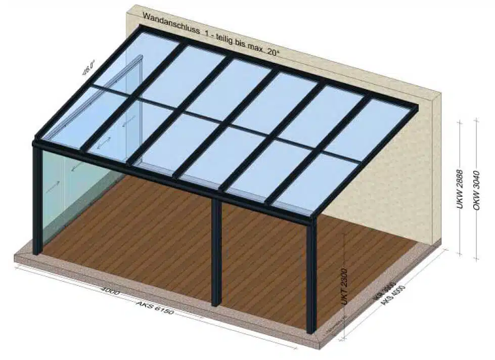 Terrassenüberdachung mit Seitenwand zum Schieben - Oberösterreich