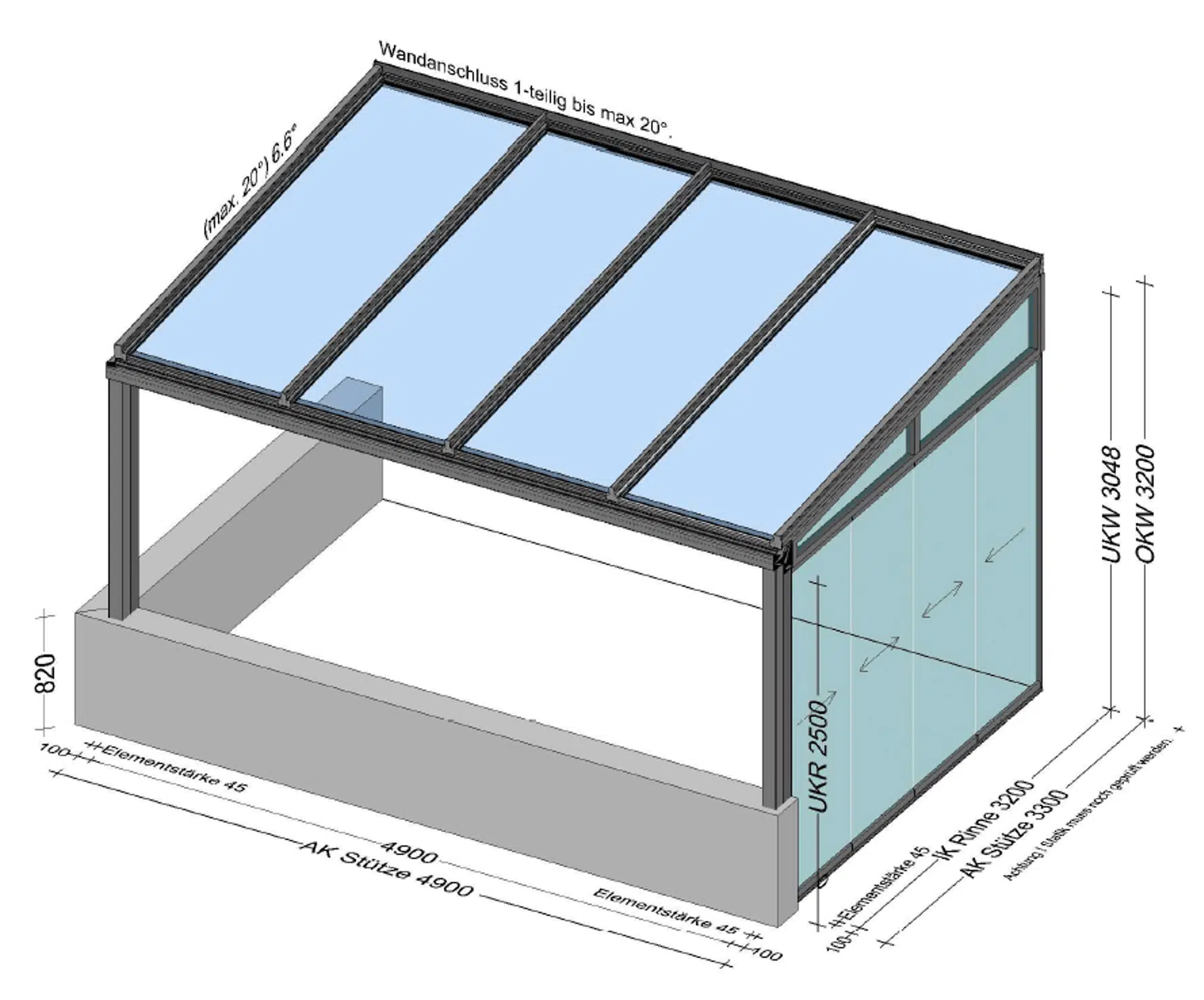 Terrassenüberdachung mit Seitenwand