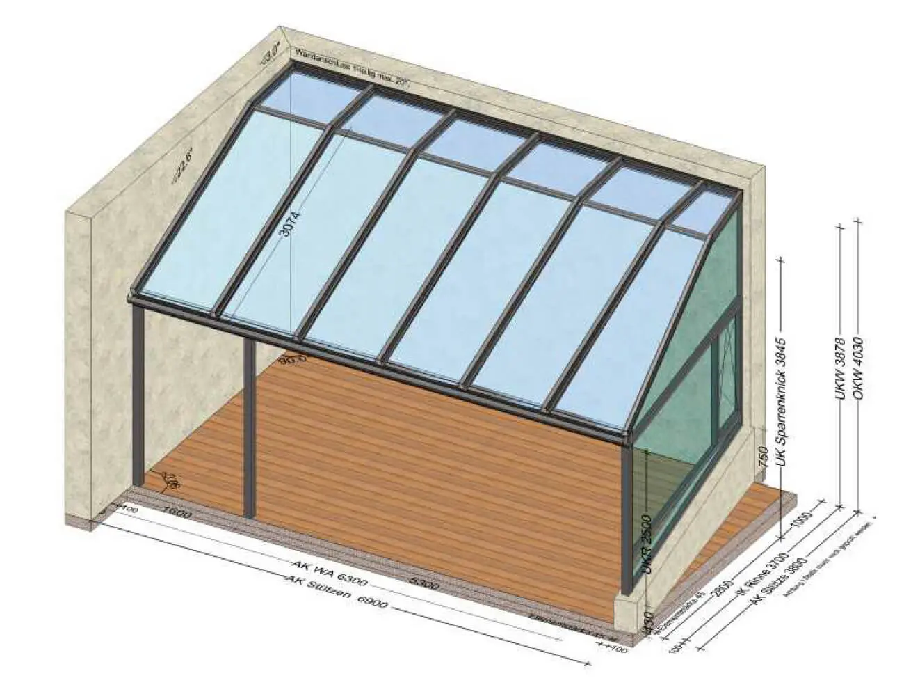 Terrassenüberdachung mit Solarknick - Sonderkonstruktion / Planung