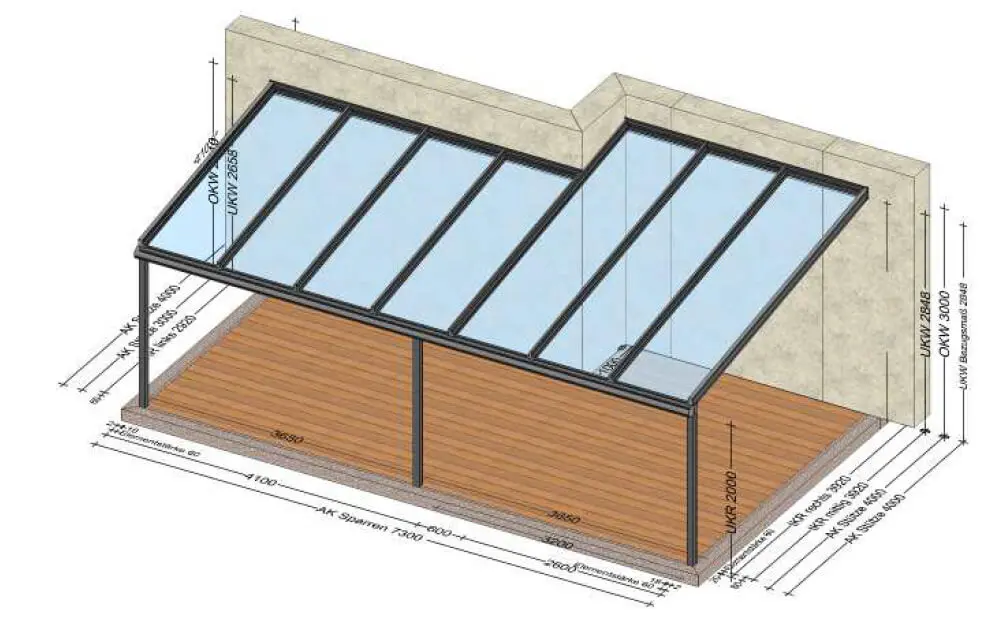 Terrassenüberdachung mit Versatz - Planung