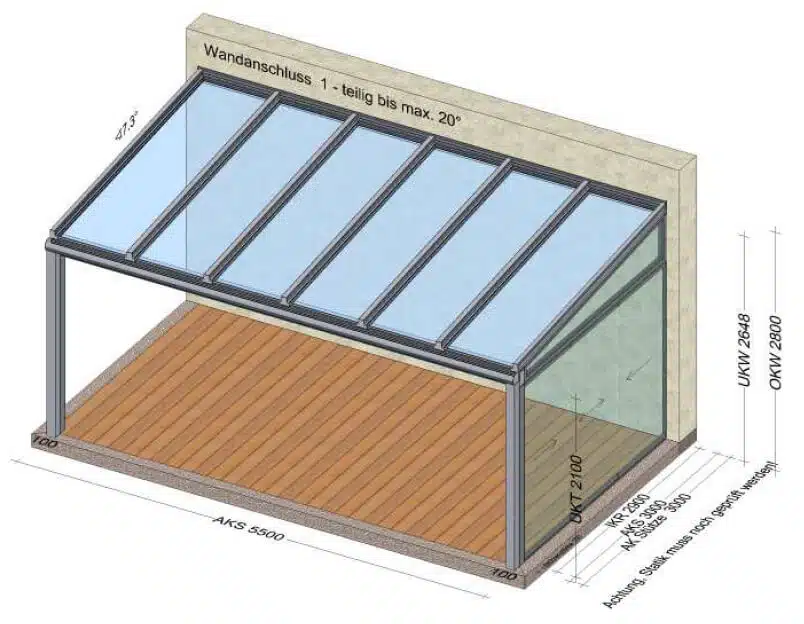 Terrassenüberdachung Seitenwand schiebbar