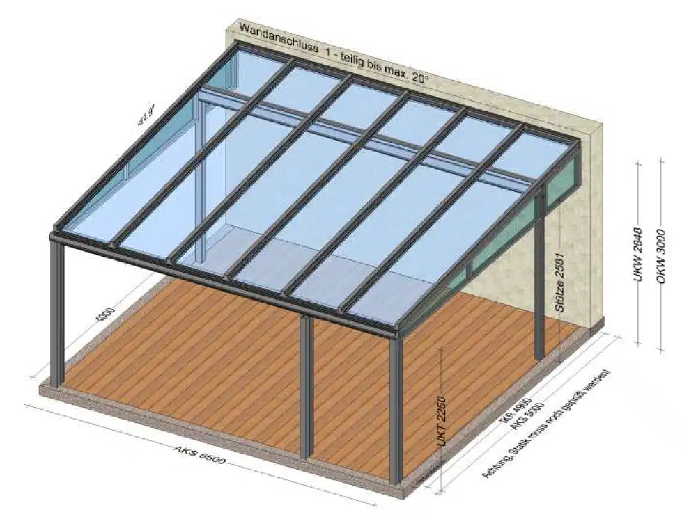 Terrassenüberdachung über 5 Meter