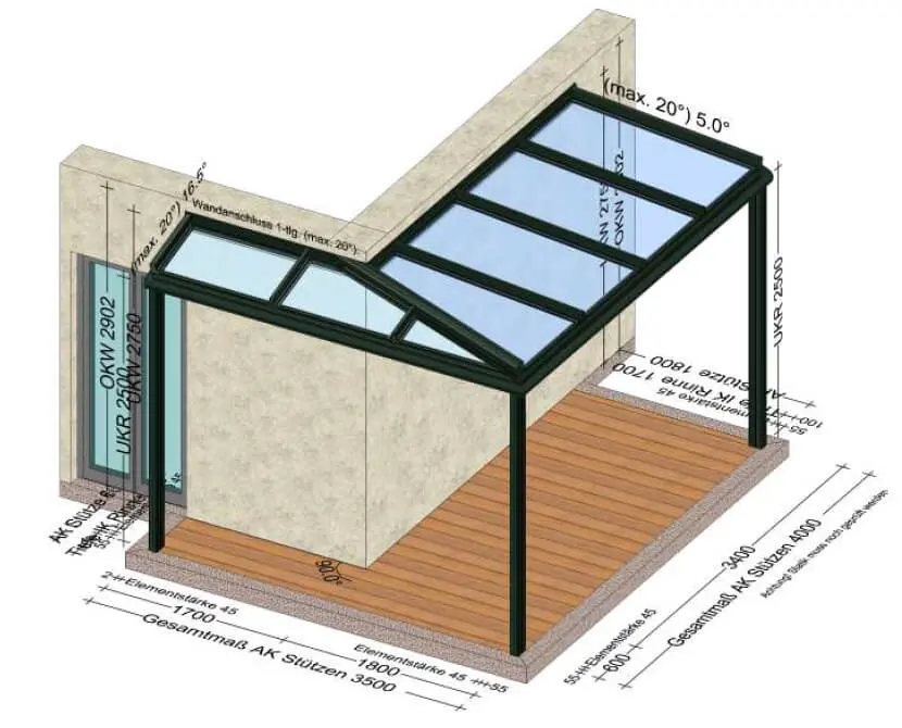 Terrassenüberdachungen Eckkonstruktionen - Maßanfertigungen