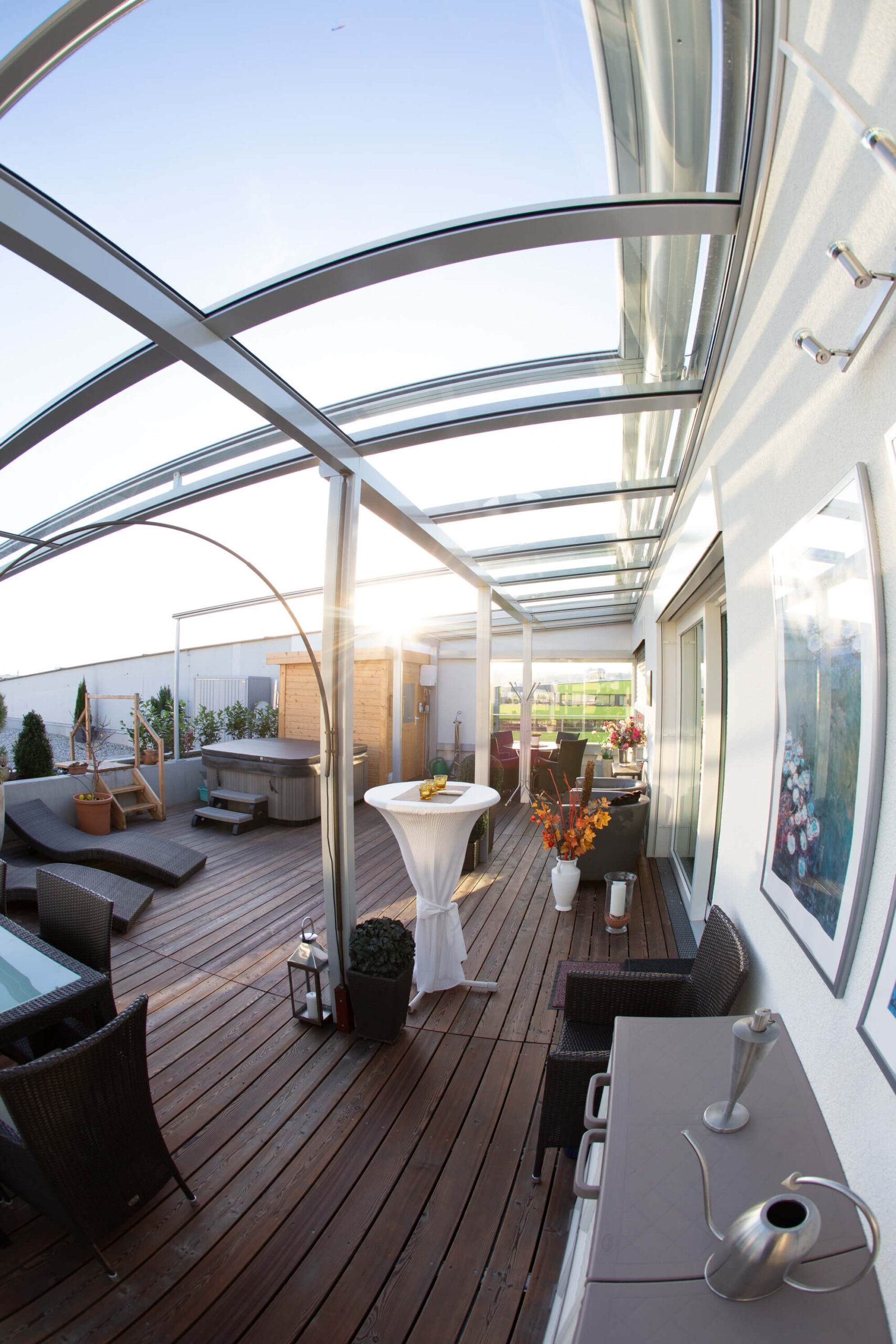Überdachte Terrasse Alu Glas