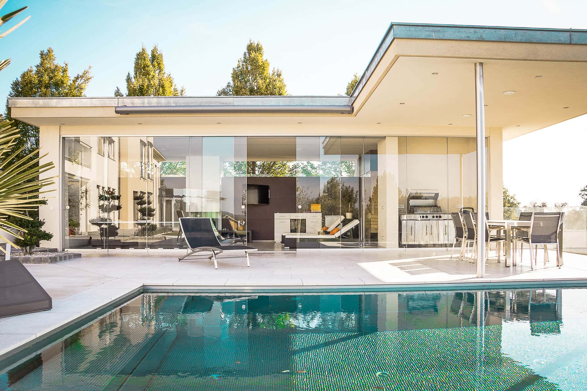 Windschutz Terrasse Glas Metall