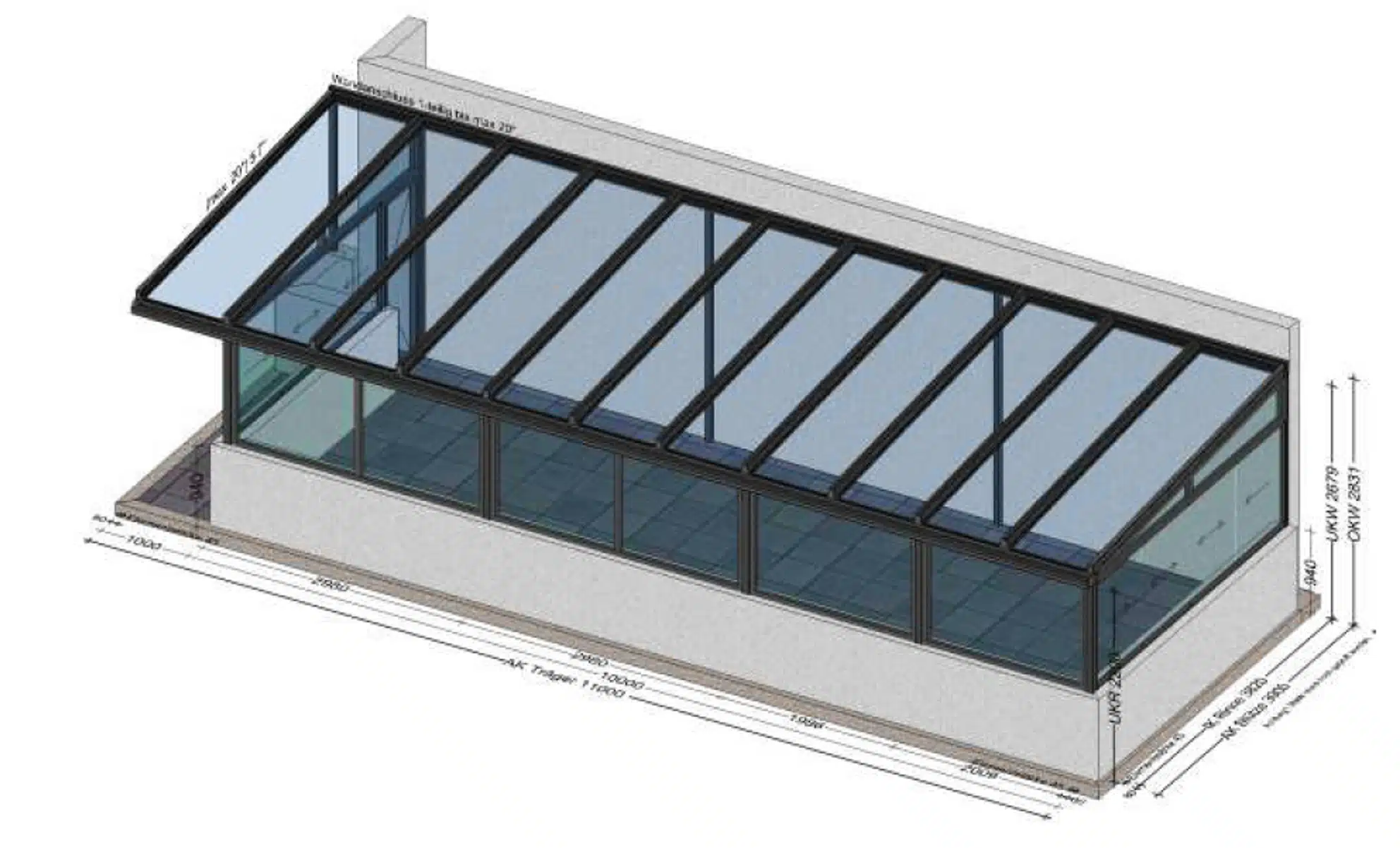 Wintergarten 11 x 3 m