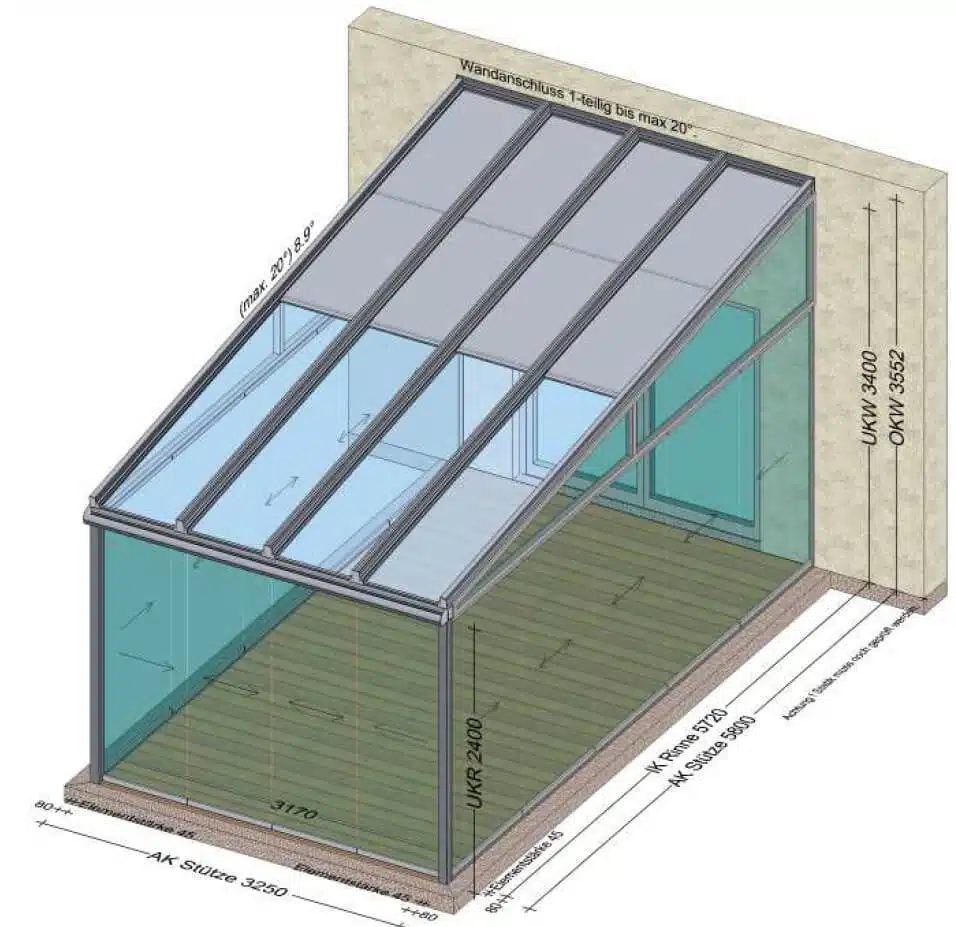 Wintergarten 3,25 x 5,72 Meter