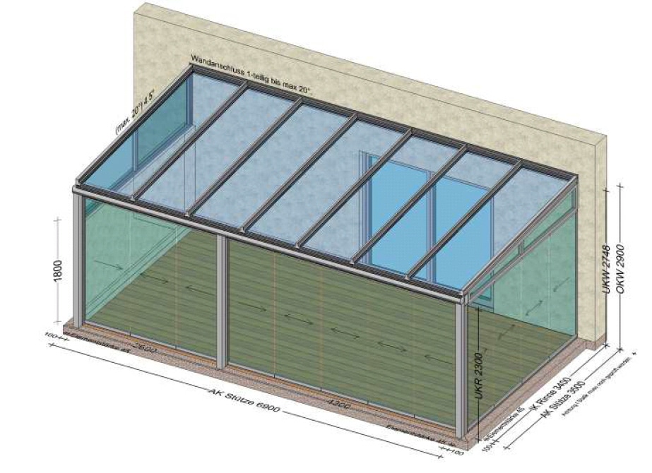 Wintergarten 7x3,5 Meter - Planungsskizze