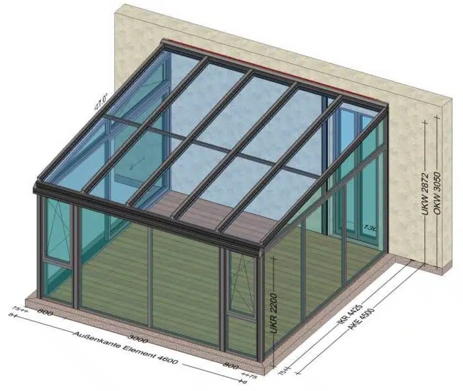 Wintergarten Alu-Elemente 4,6 x 4,5 Meter