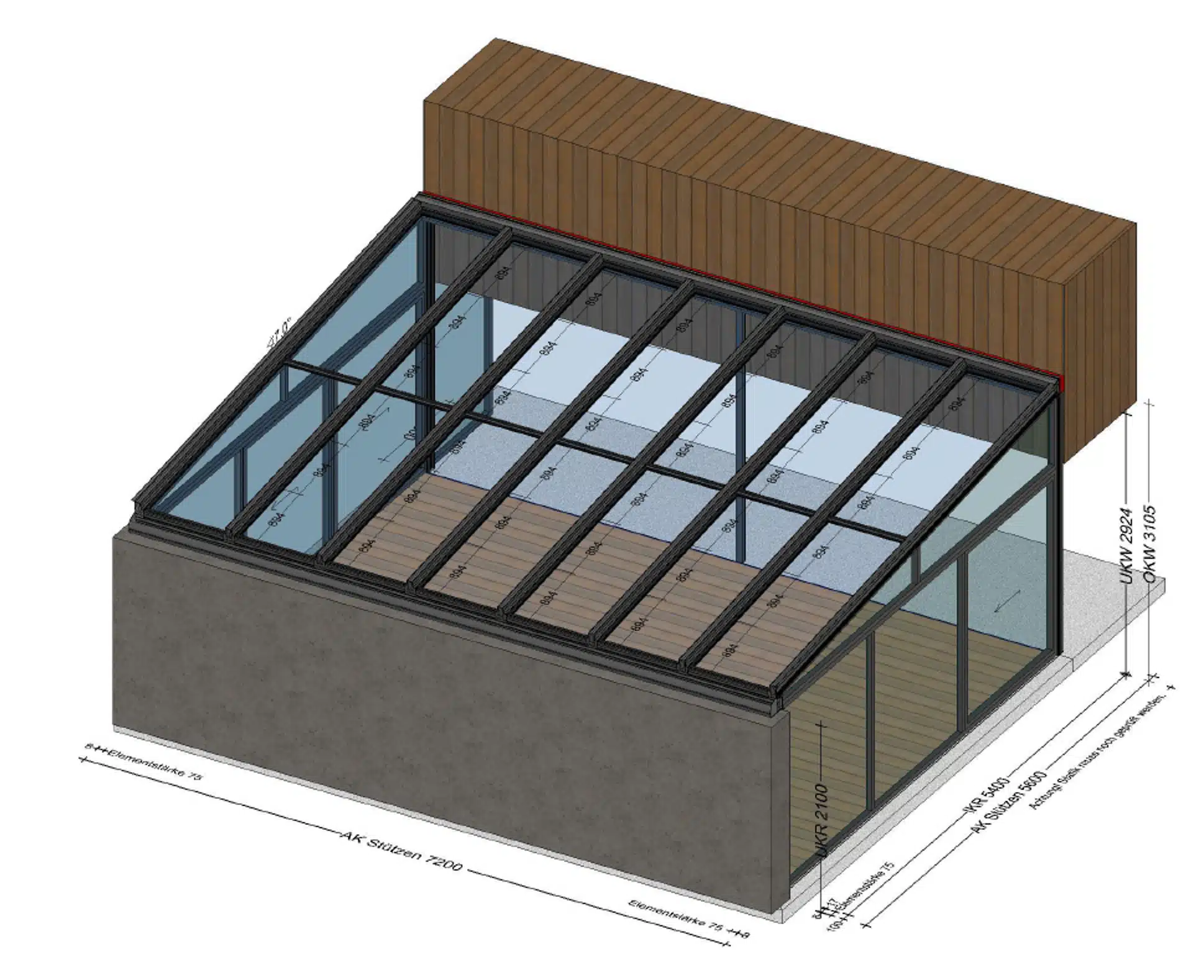 Wintergarten für Pool - Planung