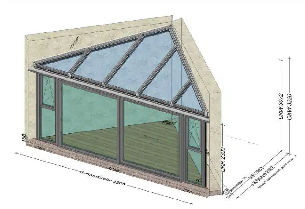 Wintergarten in Ecke gebaut