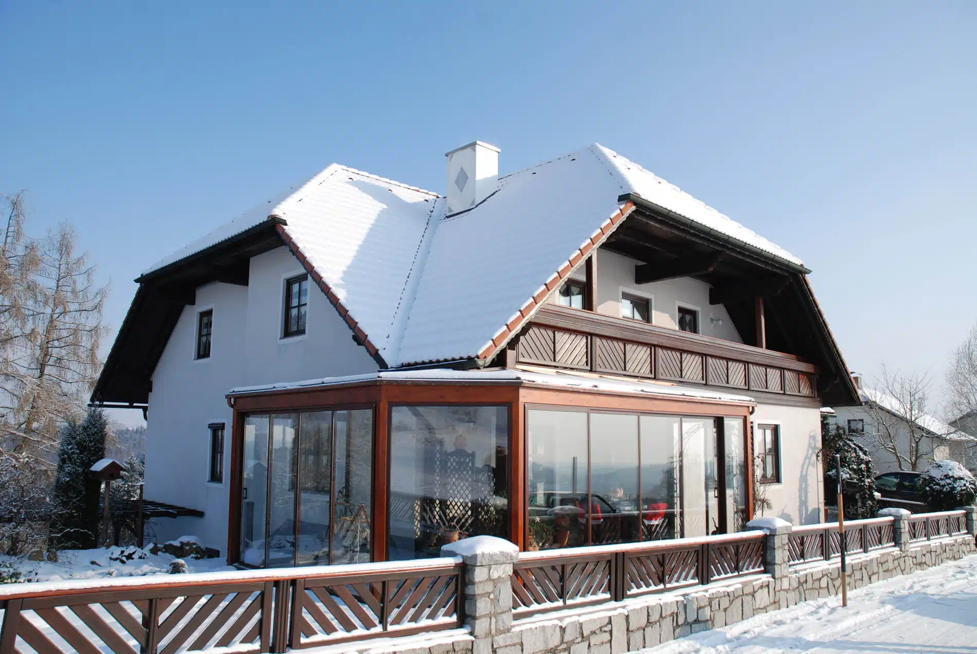 Wintergarten in Holzkonstruktion montiert