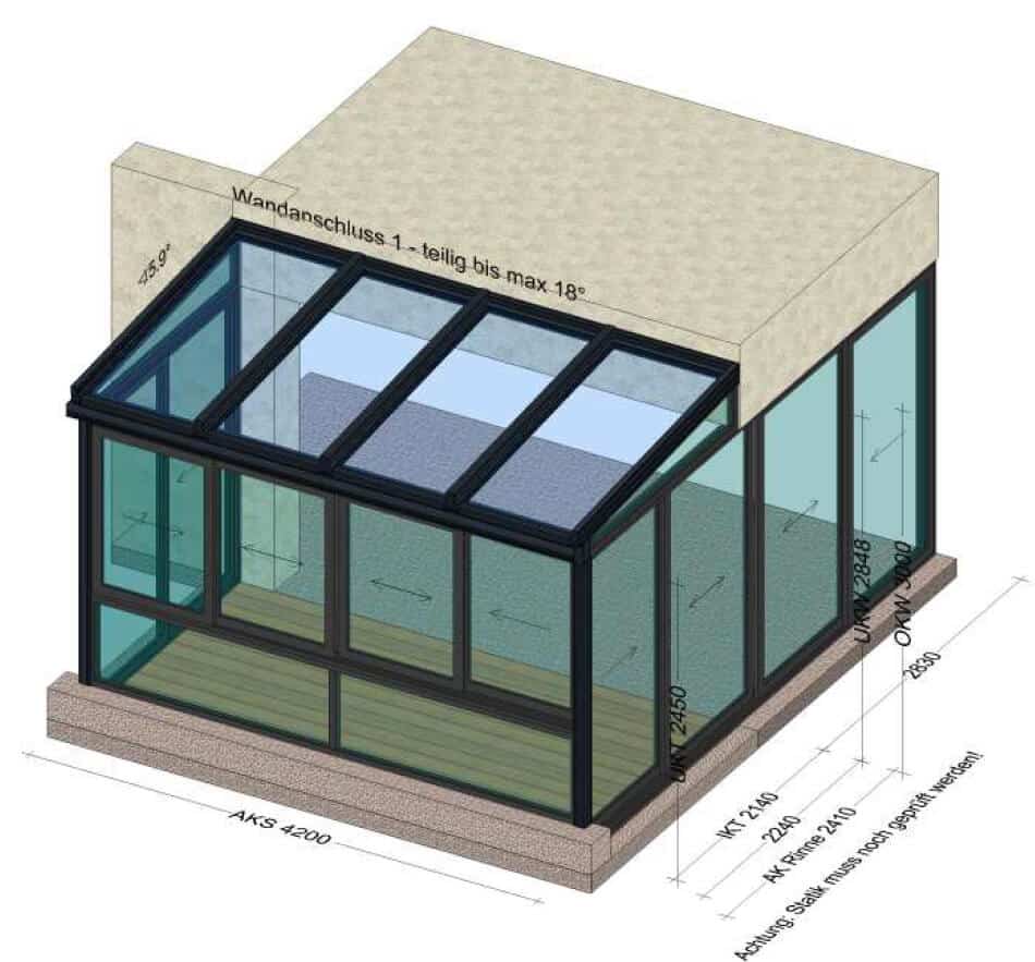 Wintergarten individuell angefertigt in Aluminium