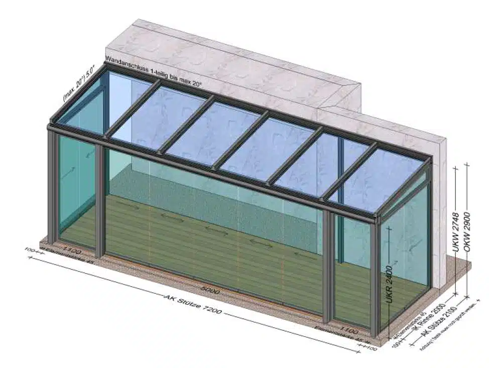 Wintergarten Kaltsystem mit Schiebeverglasungen