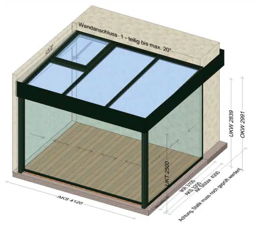 Wintergarten mit Dachfenster zum Öffnen